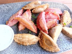 Medium size (seitan + mushroom) at Momos - Organic Veggie Dumplings in Berlin