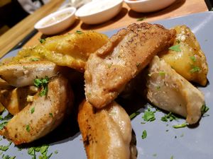 close up on the food  at Momos - Organic Veggie Dumplings in Berlin