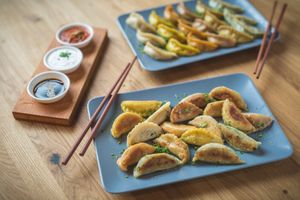 loads of dumplings! at Momos - Organic Veggie Dumplings in Berlin