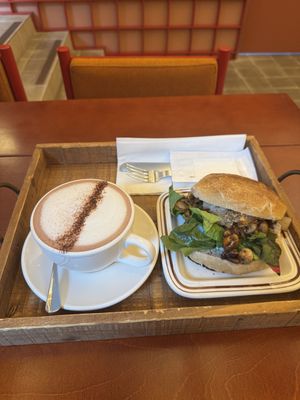 Mushroom sandwich and caramel choco latte  at Ashville Bakery Cafe - 애쉬빌 베이커리 카페 in Seoul