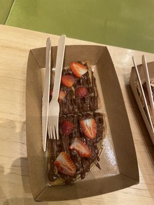 Strawberry waffles   at Sacred Cacao in Gianyar