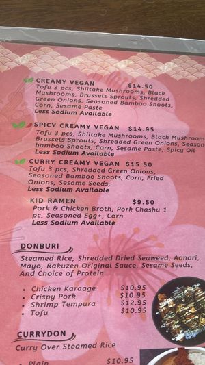 Vegan Ramen Options  at Rakuzen Ramen House in Camas