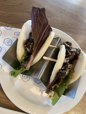 Vegan buns (mushrooms inside)  at Rakkan Ramen in Truckee