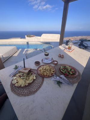 All of our food was made fresh upon asking for it with large portions and extra unexpected sides for every meal.  at Ethos Vegan Retreat in Santorini