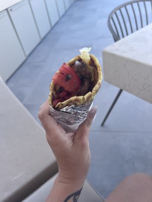 We wanted vegan gyros but without going to a fast food restaurant, so the owner made us them fresh. They were incredible.  at Ethos Vegan Retreat in Santorini