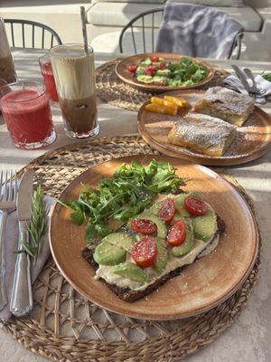 Avocado toast and bougatsa   at Ethos Vegan Retreat in Santorini
