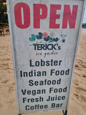 Exactly as the sign says at Terick's Sea Garden Restaurant & Bar in Induruwa