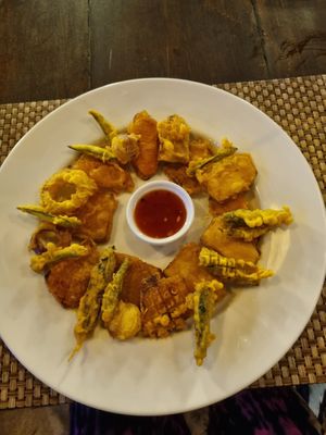 This is the Crispy Vegetables Flowers, which was delicious 😋  at Terick's Sea Garden Restaurant & Bar in Induruwa