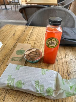 Avocado sandwich, fresh strawberry lemonade, and sugar free mousse  at So Fresh Vitoshka in Sofia