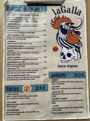 Menu #Veganuary at La Galla Tasca Vegana in Barcelona