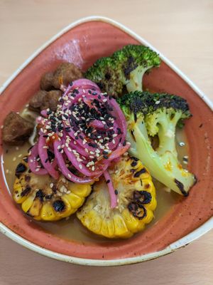 Daily menu pinatsu ramen at La Galla Tasca Vegana in Barcelona