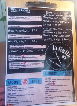 Carta la Galla Tasca Vegana at La Galla Tasca Vegana in Barcelona