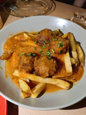 Meatballs at La Galla Tasca Vegana in Barcelona