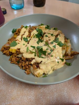 Spicy potatoes at La Galla Tasca Vegana in Barcelona