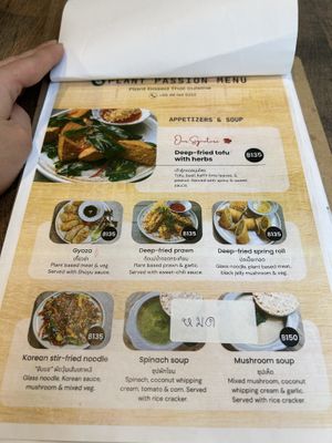 Menu tasty food and pretty good prices   at PLANT Passion in Bangkok