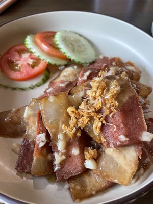 Stir fried pork belly with garlic - not what I expected. Too glibbery    at PLANT Passion in Bangkok