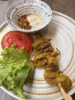 Chicken skewer  at PLANT Passion in Bangkok