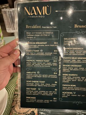 Clearly marked vegan options.   at Namu in Tamarindo