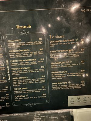 Clearly marked vegan options.  at Namu in Tamarindo