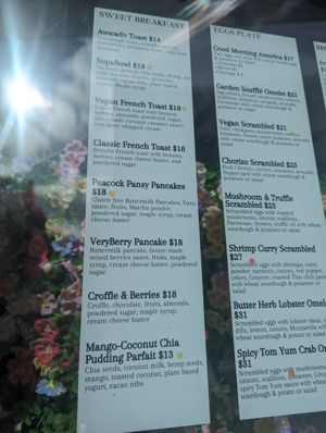 French toast and chia option at Peacock Pansy in San Francisco