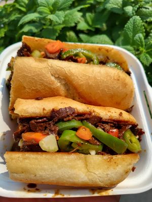 (August Special) Savage Dragon - Chicago Style-Italian 'Beef' made with marinated seitan and spicy giardiniera   at Hero or Villain Deli: HQ in Ferndale