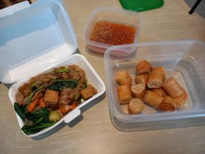 Pad see ew and spring rolls at Yo Vegan in Phuket