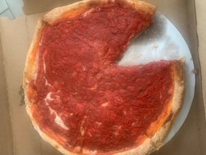 Vegan deep dish pizza  at Kitchen 17 in Chicago