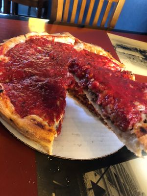 Traditional Deep Dish Pizza at Kitchen 17 in Chicago