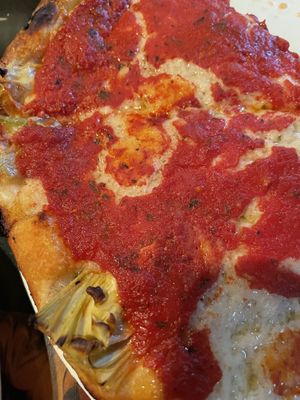 Vegan deep dish with artichoke, peppers and great spice    at Kitchen 17 in Chicago