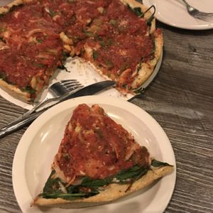 Deeeeeep dish pizzzzzza  at Kitchen 17 in Chicago