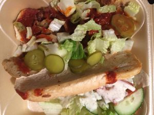 BBQ sandwich (with side salad) at Kitchen 17 in Chicago