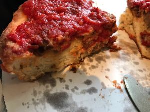 Doughy bread, not deep dish pizza at Kitchen 17 in Chicago