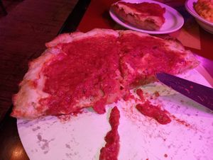 Deep dish pizza at Kitchen 17 in Chicago