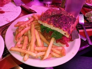 Chicken Parm with fries at Kitchen 17 in Chicago