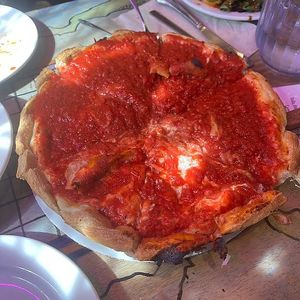 traditional deep dish pizza at Kitchen 17 in Chicago