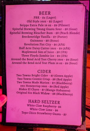 Menu page at Kitchen 17 at Kitchen 17 in Chicago