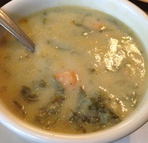 broccoli potato soup! at Kitchen 17 in Chicago