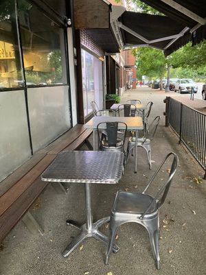 Exterior seating at Caffe at Amy's in Buffalo