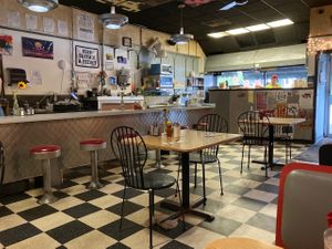 Interior seating at Caffe at Amy's in Buffalo