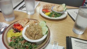 Hummus and eggplant dip at Caffe at Amy's in Buffalo