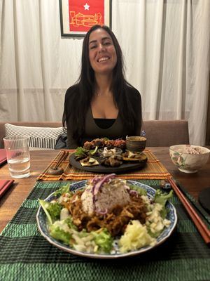 I recommend not taking the curry but the other main dish that comes with all these little side dishes that change weekly. They were the best.   at TOVIRA – トビラ in Kyoto