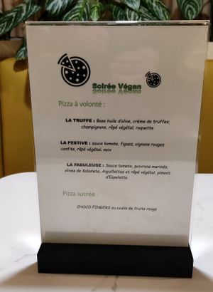 Vegna dinner menu at La Pizza de Nico in Paris