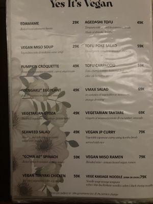 Vegan menu  at Shaka Riki in Pecatu