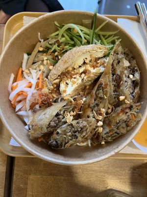 Vermicelli Noodle Bowl with Spring Rolls - really tasty   at Sen Saigon in New York City