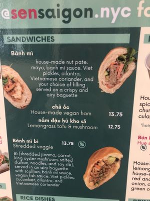 Menu   at Sen Saigon in New York City