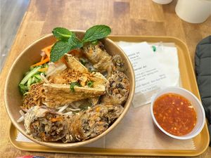 Weekday lunch special, entree comes with a side. I chose bun cha gio for my main. #Veganuary at Sen Saigon in New York City