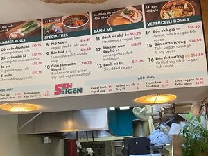 Wall menu  at Sen Saigon in New York City