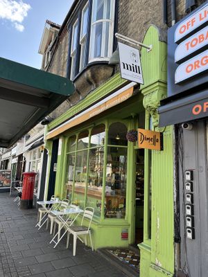 Outside the shop  at Mill Mediterranean Coffee Spot in Cambridge