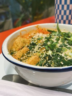 crispy tofu ramen at Plantastic Kitchen in Tbilisi