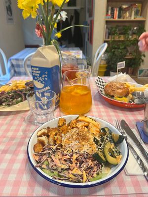 Bibimbap with crispy tofu. at Plantastic Kitchen in Tbilisi
